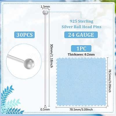 925 Sterling Silver Ball Head Pins STER-BC0002-16B-1