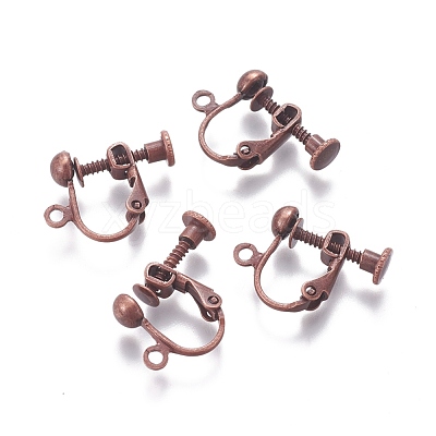 Rack Plated Brass Screw Clip-on Earring Findings KK-P169-04R-1