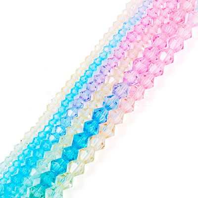 12 Strands 3 Styles Gradient Color Baking Paint Glass Bead Strands DGLA-TA0001-21E-1
