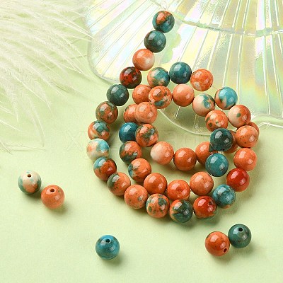 Synthetic Ocean White Jade Round Beads Strands G-YW0001-42C-1