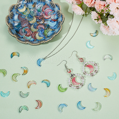 100Pcs Gradient Color Glass Pendants GLAA-SC0001-74-1
