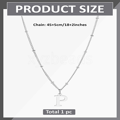 1Pc Brass Chain & 304 Stainless Steel Letter Pendant Necklaces NJEW-LP0001-35P-P-1