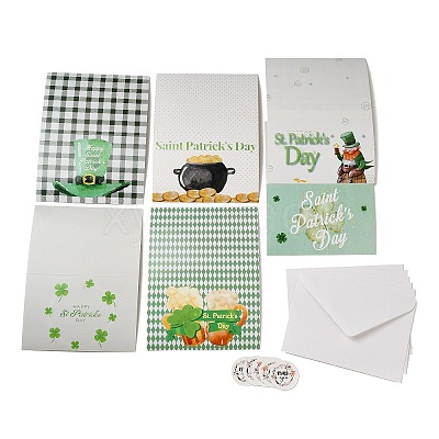 Saint Patrick's Day Rectangle Paper Greeting Card AJEW-D060-01A-1
