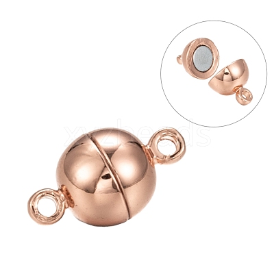 Rack Plating Brass Magnetic Clasps with Loops X-KK-F801-02B-RG-1