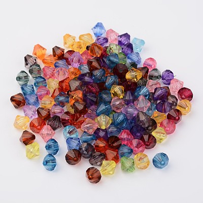 Faceted Bicone Transparent Acrylic Beads DBB16MM-1