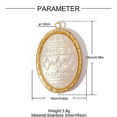 304 Stainless Steel with Resin Pendants RE-OY001-01G-1