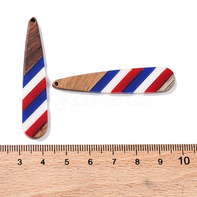 Independence Day Opaque Striped Resin & Walnut Wood Pendants RESI-U010-02E-1
