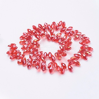 Electroplate Glass Faceted Teardrop Beads Strands EGLA-D014-16-1