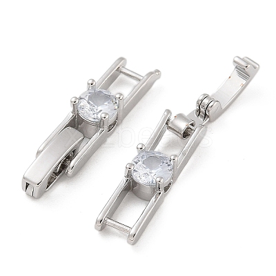 Rack Plating Brass Micro Pave Cubic Zirconia Watch Band Clasps KK-A234-016P-02-1