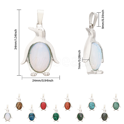 10Pcs 10 Styles Natural & Synthetic Mixed Gemstone Pendants G-GL0001-06-1