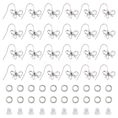 Bowknot Shape Brass Earring Hooks KK-HS0001-78P-1