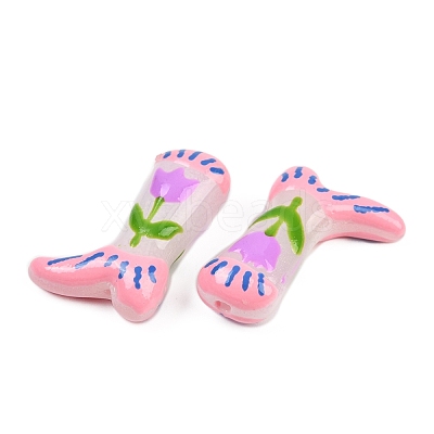 Boot Baking Paint Glass Enamel  Beads LAMP-C020-02F-1