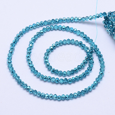Faceted Rondelle Transparent Painted Glass Beads Strands X-DGLA-J001-C10-2mm-1