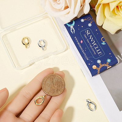 6Pcs 2 Colors Brass Spring Gate Rings KK-SC0008-02-1