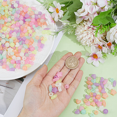 500Pcs Luminous Transparent Acrylic Beads LACR-PA0001-03-1