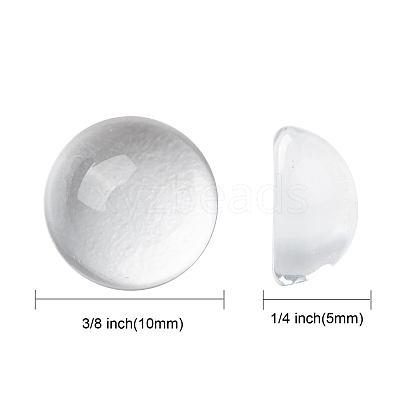 Transparent Half Round Glass Cabochons GGLA-R027-10mm-1
