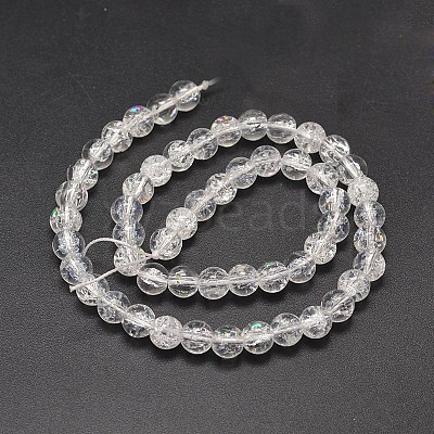 Electroplate Crackle Glass Round Bead Strands X-EGLA-J067-8mm-HR06-1