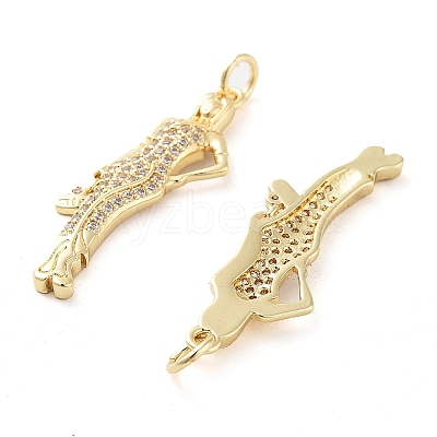 Rack Plating Brass Micro Pave Clear Cubic Zirconia Pendants KK-M280-03G-1