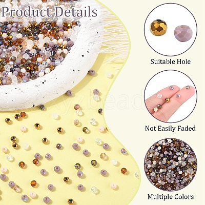 1000Pcs 10 Colors Electroplate Transparent Glass Beads EGLA-YW0005-72A-1
