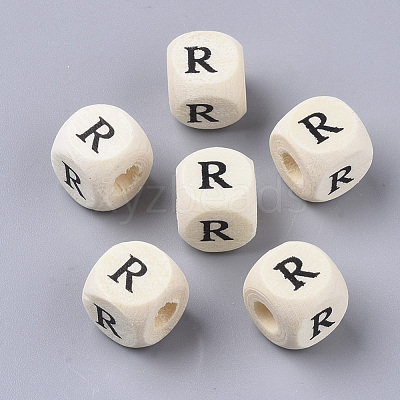 Printed Natural Wood Beads WOOD-T026-001R-1