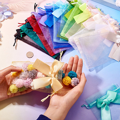 30Pcs 15 Colors Rectangle Organza Drawstring Bags ABAG-TA0001-89-1