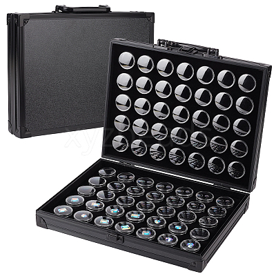 Rectangle Black Aluminum Alloy Organizer Handled Boxes CON-WH0089-254B-1