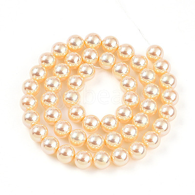 UV Plating Pearlized Glass Pearl Beads Strands GLAA-F128-01B-T6-1
