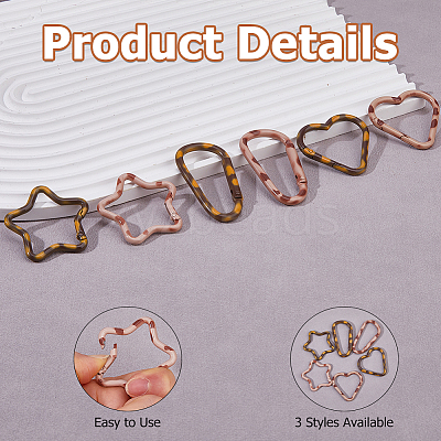 12Pcs 6 Styles Alloy Spring Gate Rings FIND-HS0002-71-1