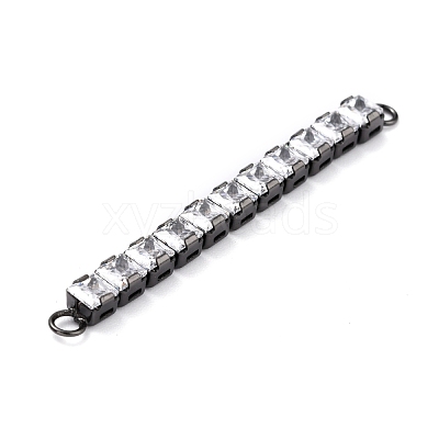 Brass Clear Square Cubic Zirconia Links Connectors ZIRC-G170-22-1