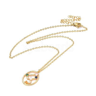 Colorful Cubic Zirconia Constellation Pendant Necklace NJEW-H166-01H-1