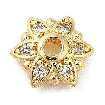 Rack Plating Brass Micro Pave Cubic Zirconia Bead Caps KK-M248-10G-1