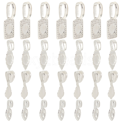 24Pcs 4 Style Rack Plating Brass Glue-on Flat Pad Bails KK-SC0004-50-1