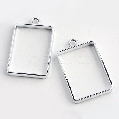 Rack Plating Alloy Rectangle Open Back Bezel Pendants X-PALLOY-S047-28D-FF-1