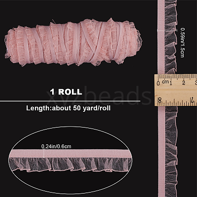 Nylon Chiffon Elastic Lace Trim OCOR-WH0082-159B-1