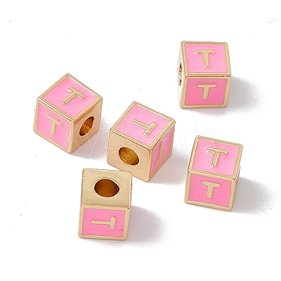 Rack Plating Brass Enamel Beads KK-B060-04G-05T-1