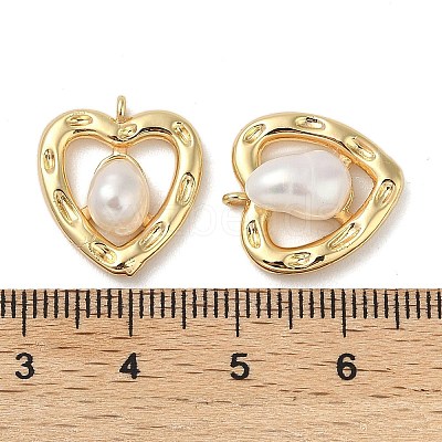Brass Pave Natural Freshwater Pearl Pendants KK-U045-18G-1
