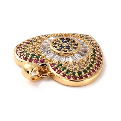 Brass Micro Pave Cubic Zirconia Pendants ZIRC-P092-037G-RS-1