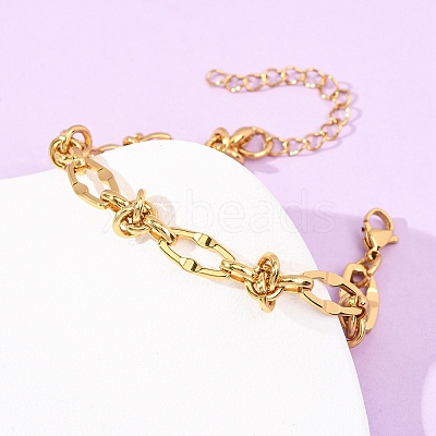 304 Stainless Steel Knot Link Chain Bracelets BJEW-F536-06G-1