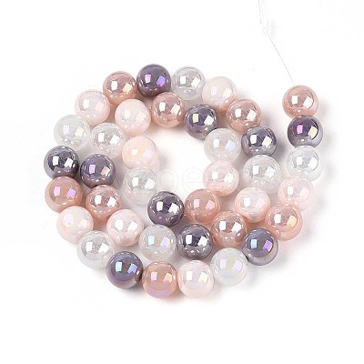 Electroplate Glass Beads Strands X-EGLA-N019-10mm-01-1
