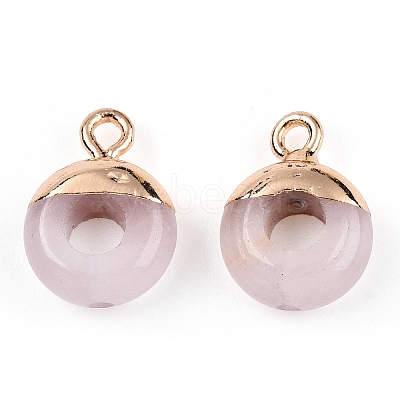 Natural Rose Quartz Flat Round/Donut Charms G-I347-17-1