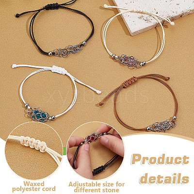 8Pcs 4 Colors 304 Stainless Steel Macrame Pouch Bracelet Making for Stone Holder AJEW-PH0011-84-1