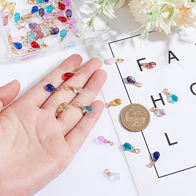12Pcs 12 Color Glass Charms PALLOY-AB00038-1