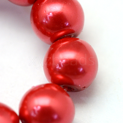 Baking Paint Pearlized Glass Pearl Round Bead Strands X-HY-Q003-12mm-74-1