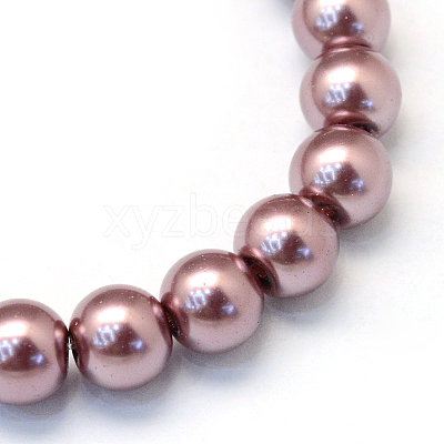 Baking Paint Pearlized Glass Pearl Round Bead Strands X-HY-Q330-8mm-58-1