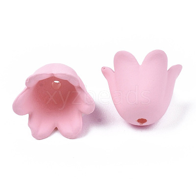 Rubberized Style Opaque Acrylic Bead Caps ACRP-T010-01C-1