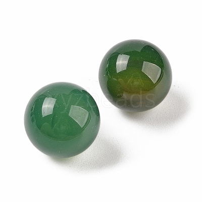 Natural Green Onyx Agate No Hole Sphere Beads G-K353-04D-27-1
