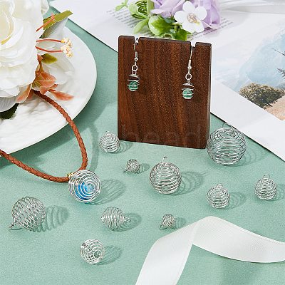 80Pcs 4 Styles Iron Bead Cage Pendants IFIN-HY0001-08-1