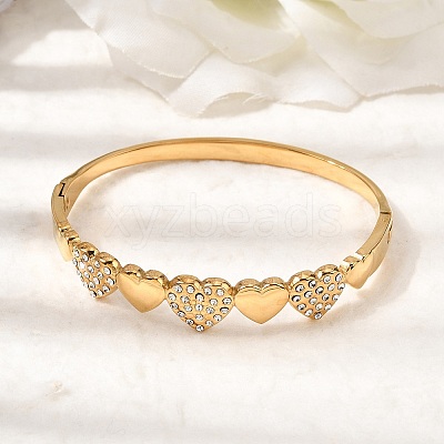 304 Stainless Steel Rhinestone Hinged Bangles for Women BJEW-B168-15G-1
