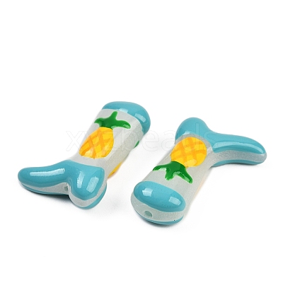 Boot Baking Paint Glass Enamel  Beads LAMP-C020-02E-1