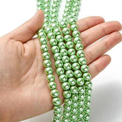 Eco-Friendly Glass Pearl Beads Strands HY-A008-8mm-RB008-1